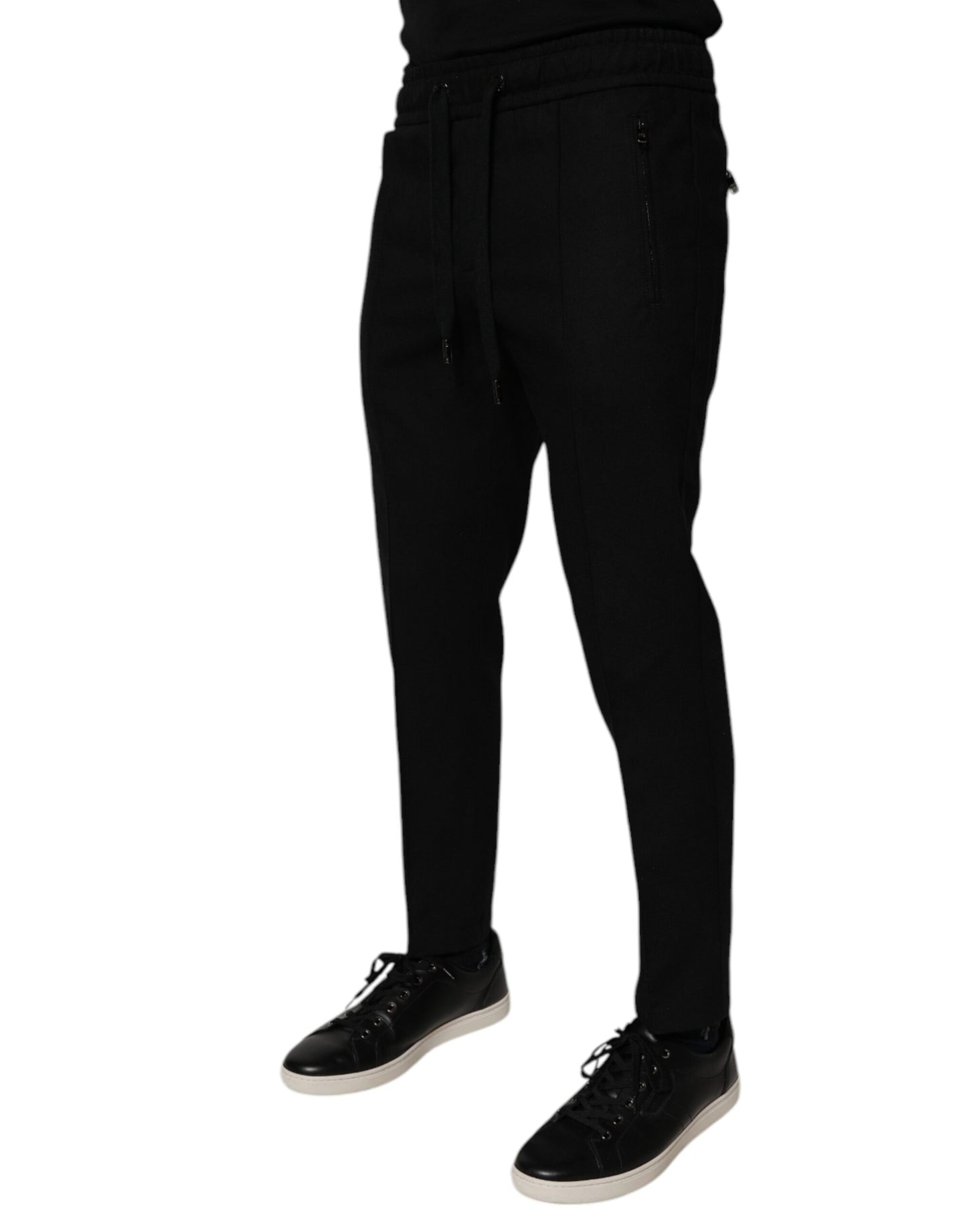 Black Wool Skinny Jogger Men Trouser Pants