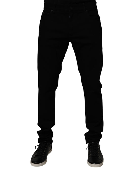 Black Cotton Stretch Skinny Men Denim Jeans