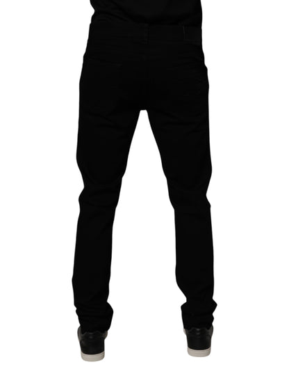 Black Cotton Stretch Skinny Men Denim Jeans