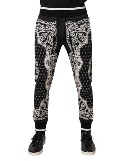 Black Cotton Bandana Jogger Sweatpants Pants