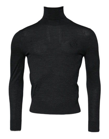 Black Wool Turtle Neck Men Pullover Sweater