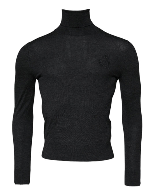 Black Wool Turtle Neck Men Pullover Sweater