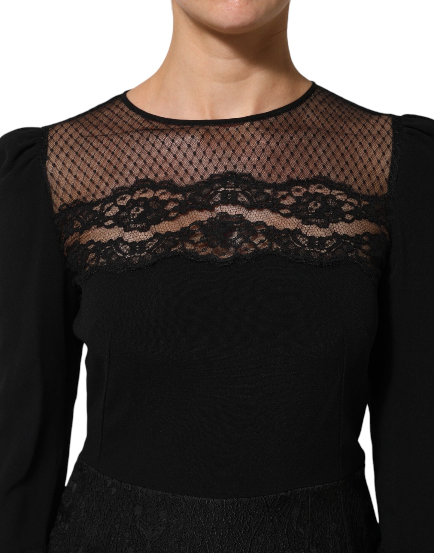 Black Floral Lace Trim Sheath A-line Dress
