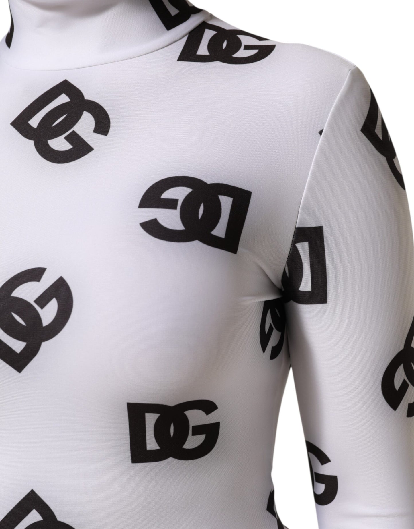 Black White Logo Monogram Long Sleeves Jumpsuit Dress