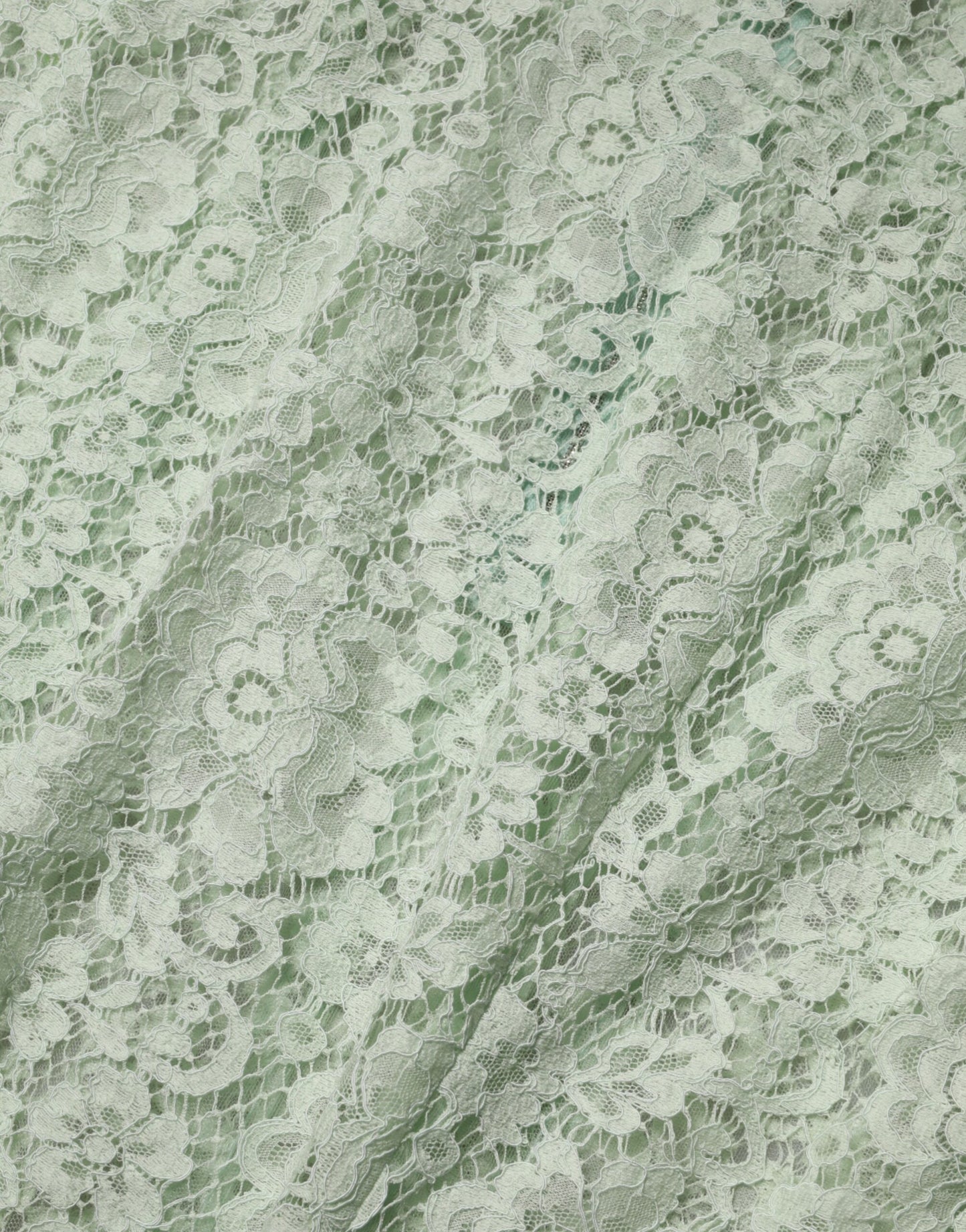 Mint Green Floral Lace Trim Midi Dress