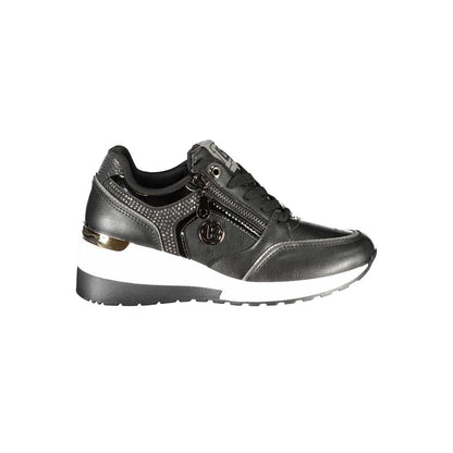 Black Polyester Women Sneaker