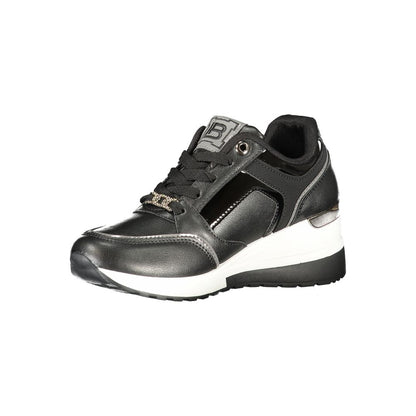 Black Polyester Women Sneaker