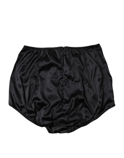 Black Silk Stretch High Waist Girdle Underwear