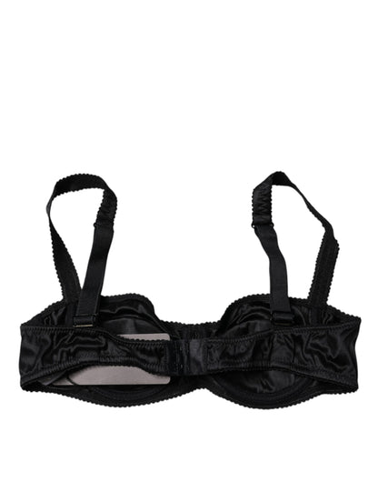 Black Silk Semi-Pad Balconette Bra Underwear