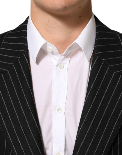 Black Stripes 2 Buttons Suit Jacket Blazer
