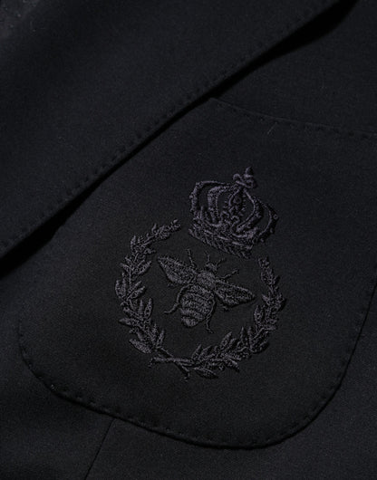 Black Viscose 2 Buttons Suit Jacket Blazer