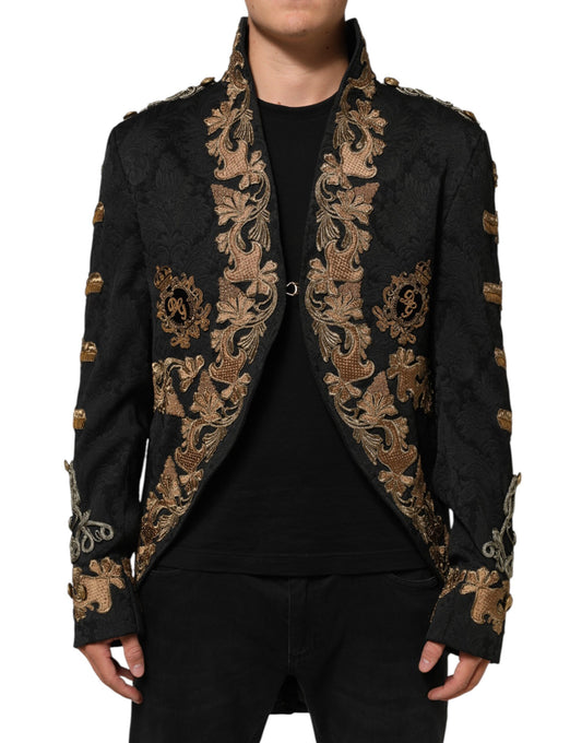 Black Brocade Embroidery Men Coat Jacket