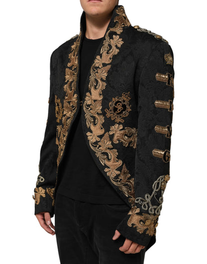 Black Brocade Embroidery Men Coat Jacket