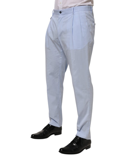 Light Blue Cotton Stretch Tapered Men Trouser Pants