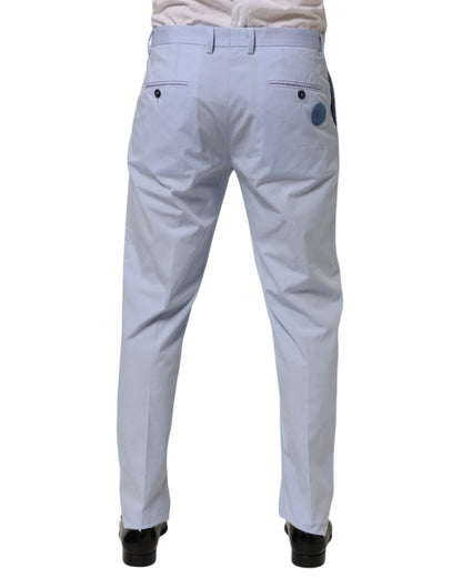 Light Blue Cotton Stretch Tapered Men Trouser Pants
