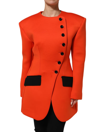 Red Buttoned Down Women Trench Coat Jacket
