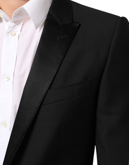 Black Wool MARTINI 2 Button Men Suit Blazer