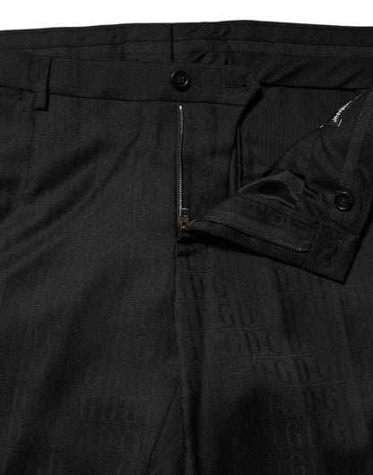 Black Wool Mid Waist Dress Men Trouser Pants