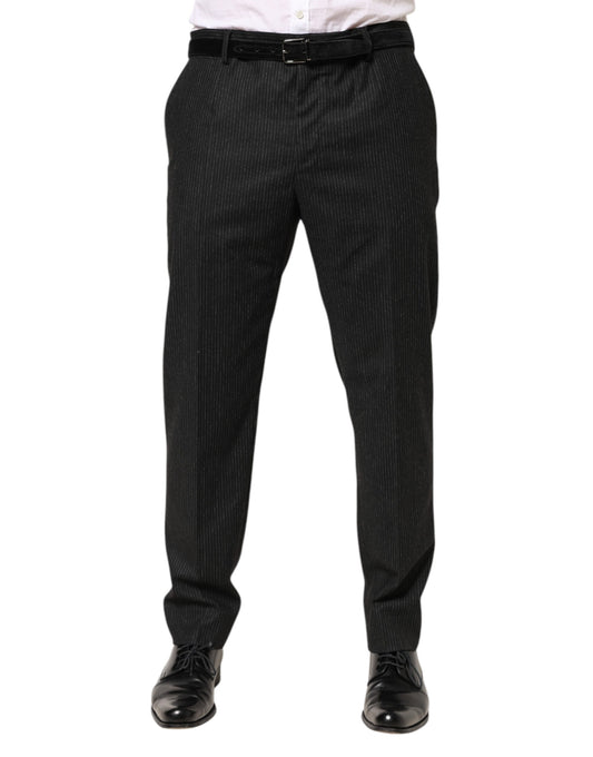 Black Cotton Mid Waist Dress Trouser Pants