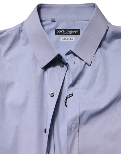 Blue SICILIA Cotton Men Dress Formal Shirt