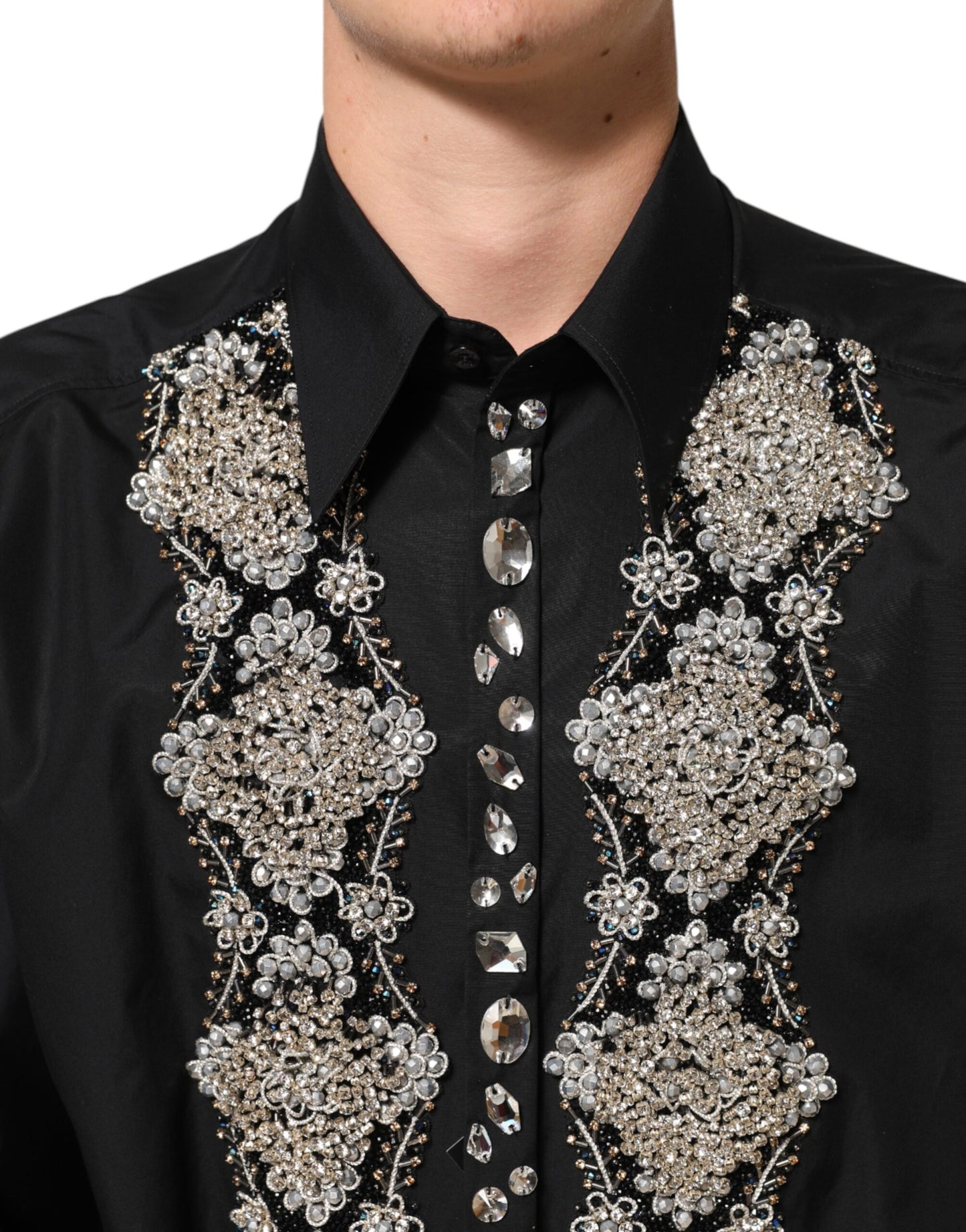 Black Embroidered Dress Men Formal Shirt