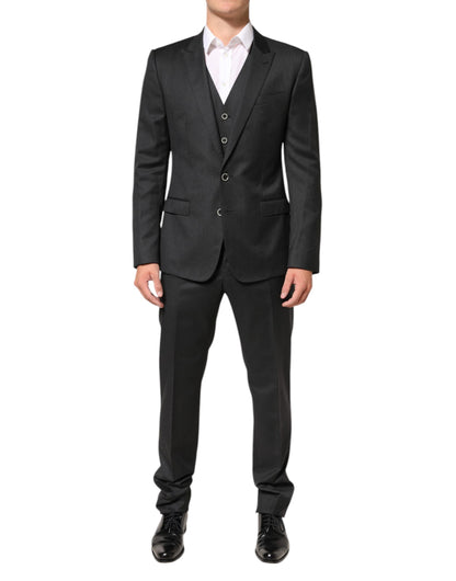 Black MARTINI 2 Buttons Suit 3 Piece Suit