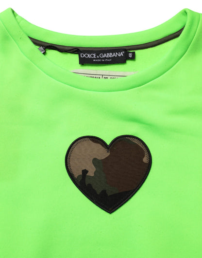 Green Patchwork Heart Men Sweatshirt Sweater
