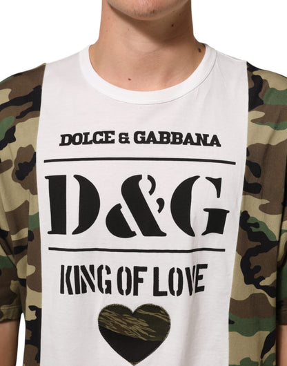 White Logo Camouflage Crew Neck Men T-shirt