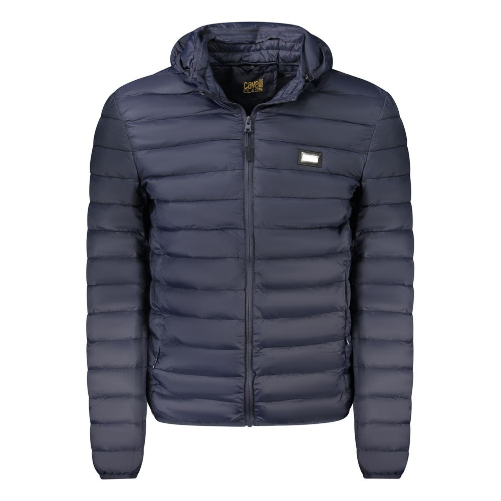 Blue Polyester Men Jacket
