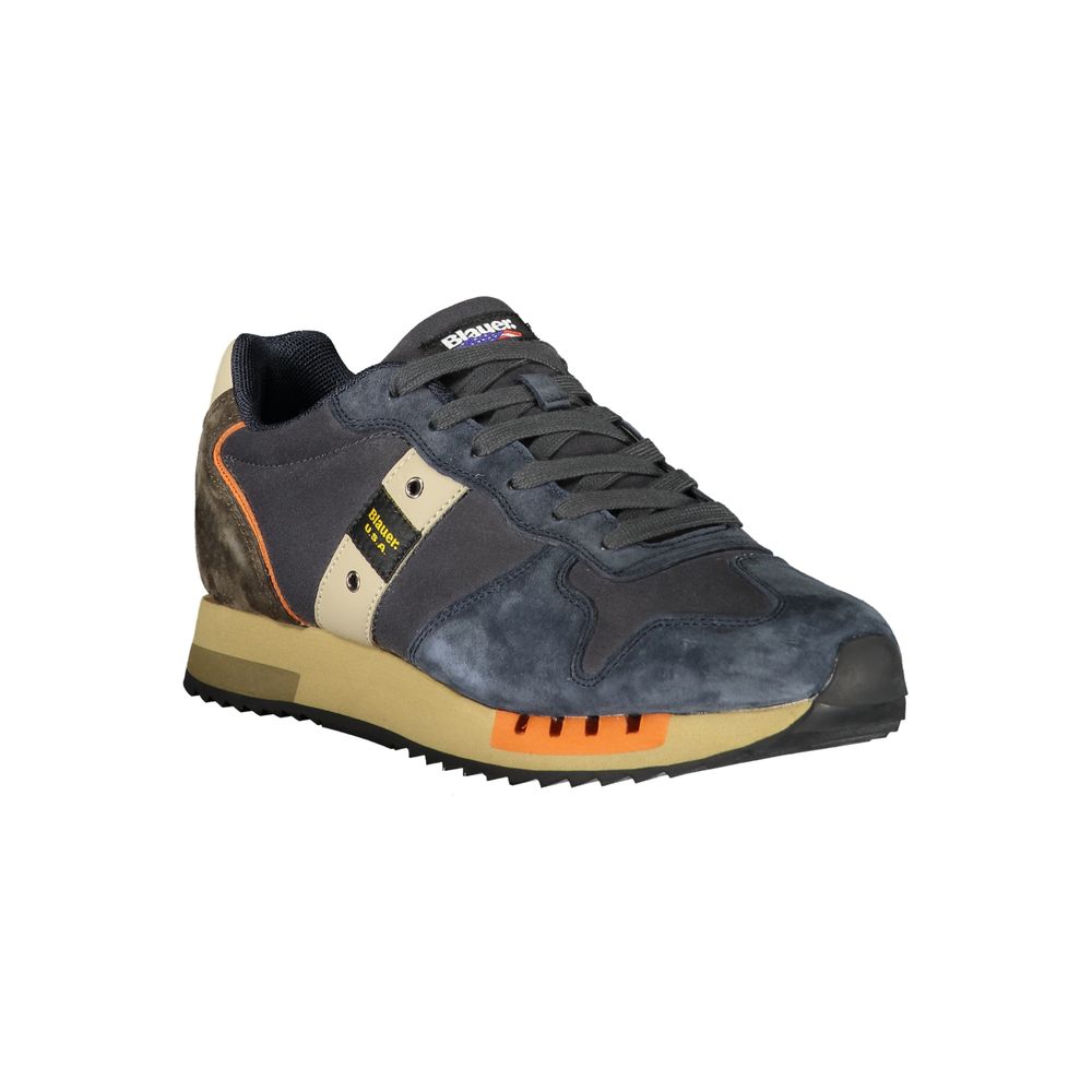 Blue Leather Men Sneaker