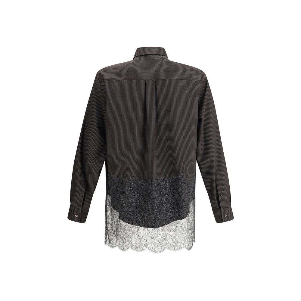 Pinstripe Wool and Lace Shirt