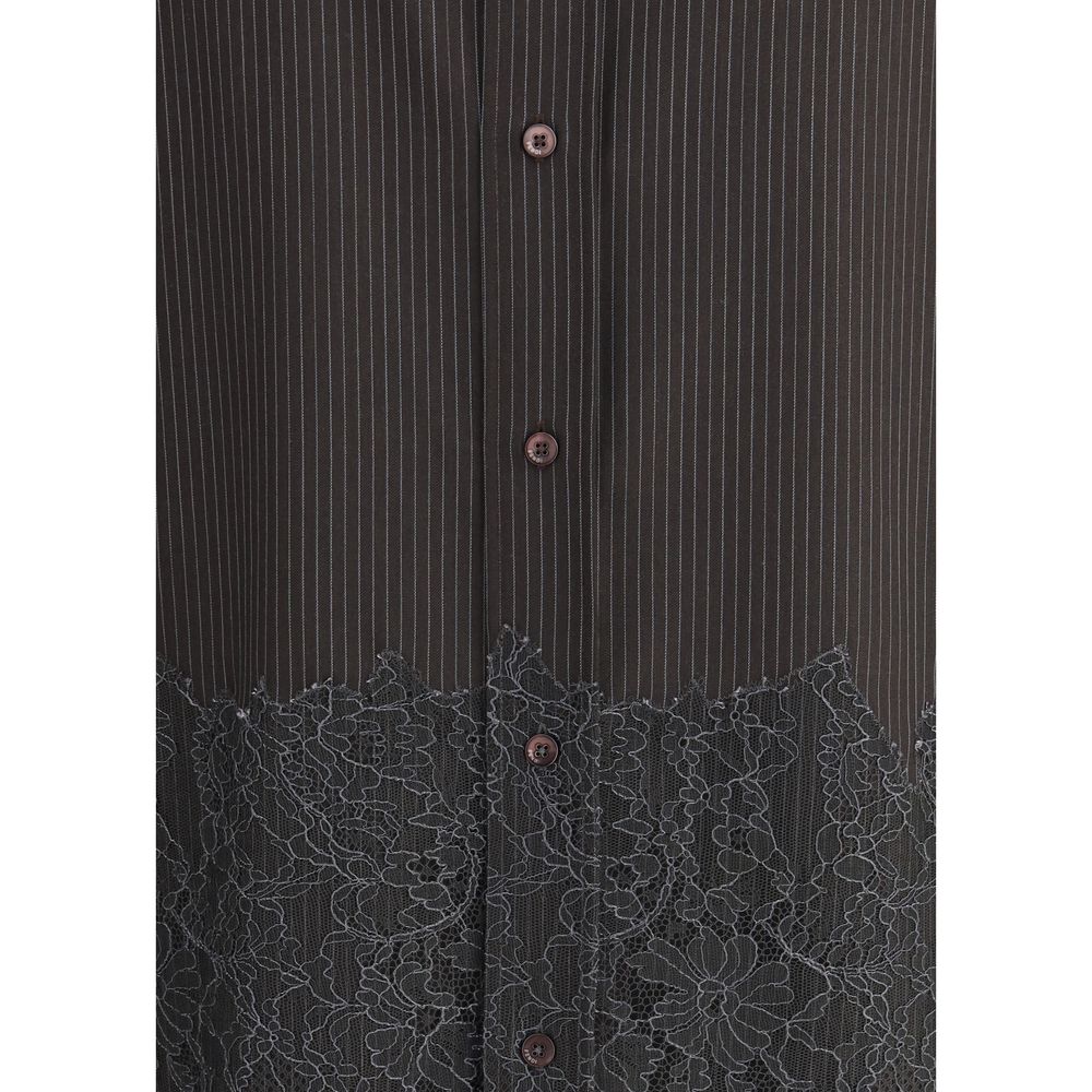 Pinstripe Wool and Lace Shirt