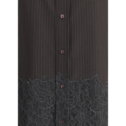 Pinstripe Wool and Lace Shirt