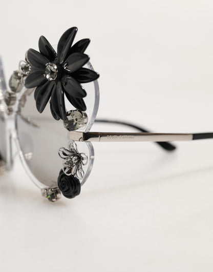 Transparent DG4292 Round Crystal Flowers Sunglasses