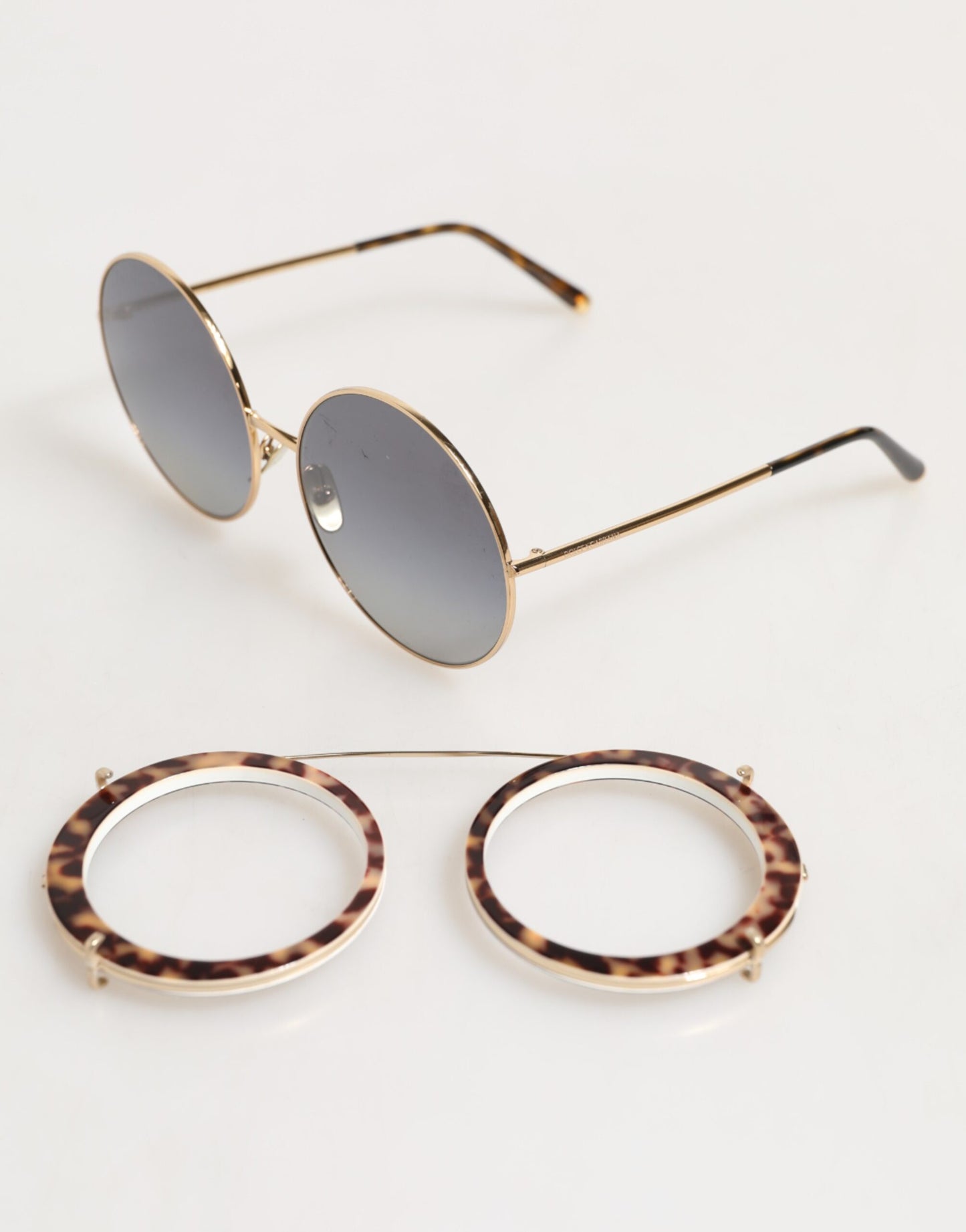 DG2198 Brown Leopard Print Gradient Round Sunglasses