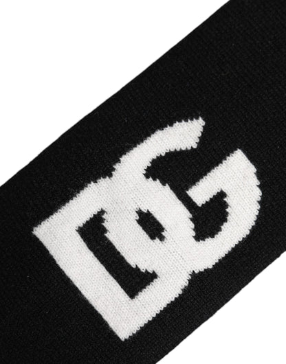 Black White Cashmere Headband DG Logo One Size Hat