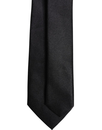Men Black Solid Silk Adjustable Necktie Accessory Tie