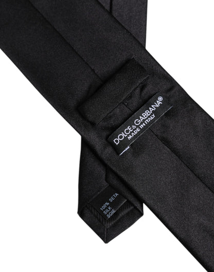 Men Black Solid Silk Adjustable Necktie Accessory Tie