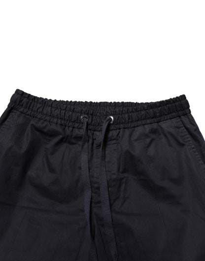 Black Mid Waist Drawstring Men Jogger Pants