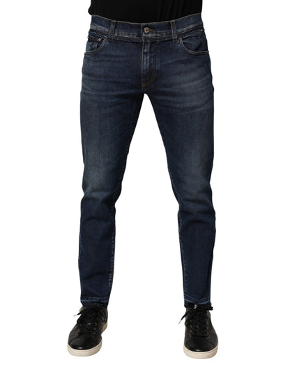 Blue Cotton Stretch Skinny Men Denim Jeans