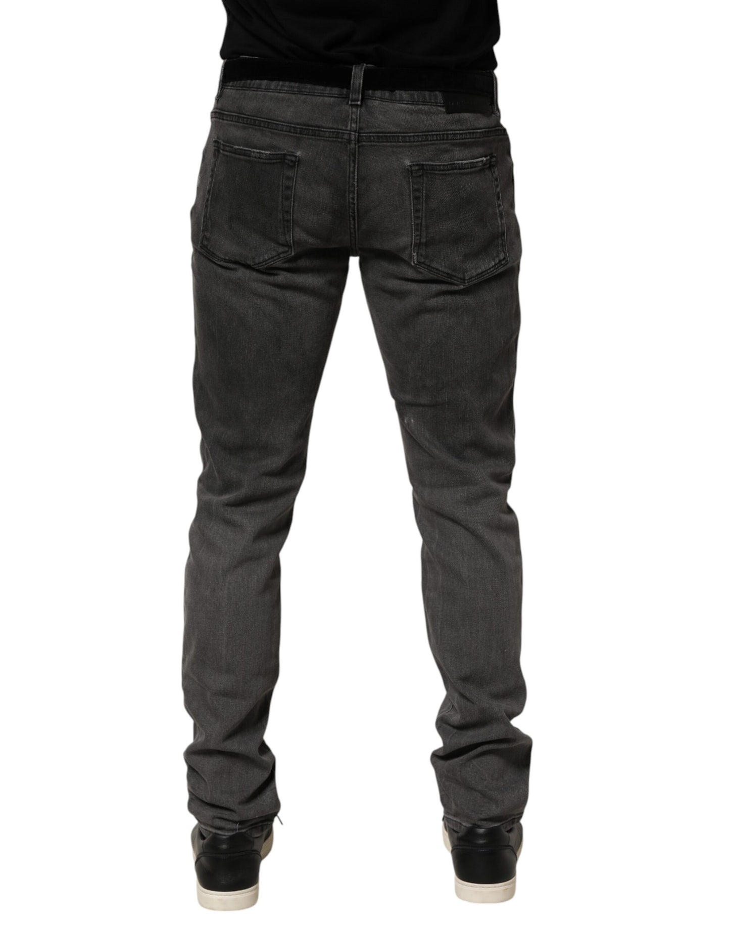 Dark Gray Cotton Skinny Men Denim Jeans