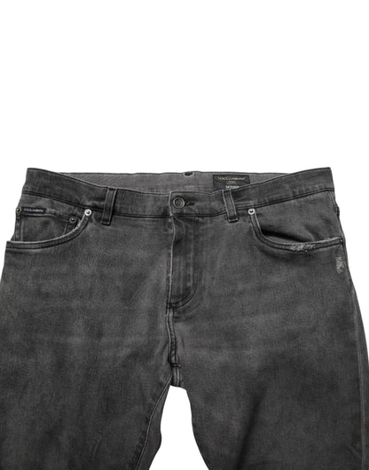 Dark Gray Cotton Skinny Men Denim Jeans