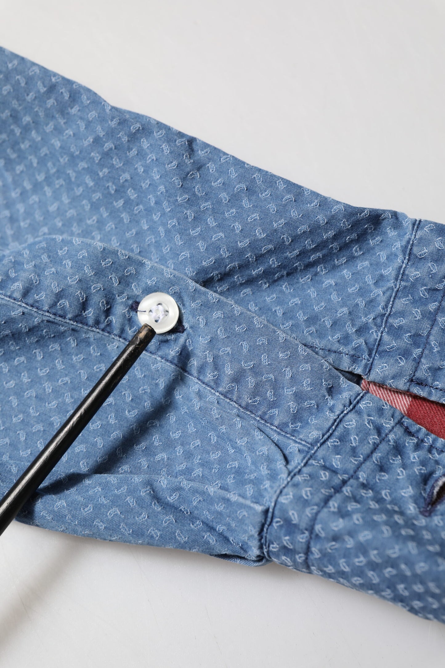 Blue Denim Slim Fit Collared Long Sleeve Casual Shirt