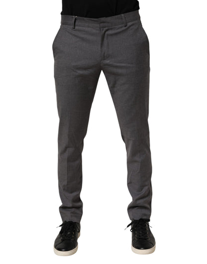 Gray Polyester Formal Dress Trouser Pants