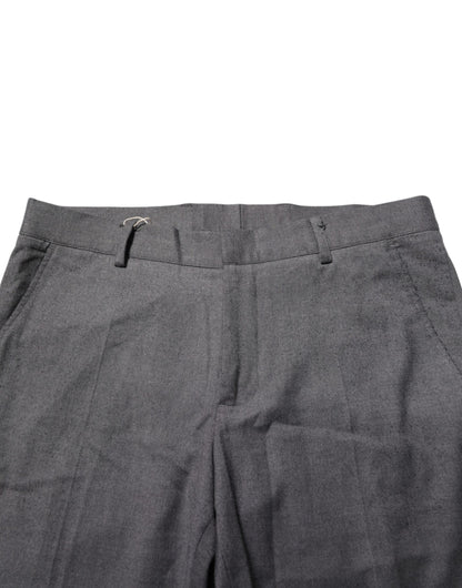 Gray Polyester Formal Dress Trouser Pants
