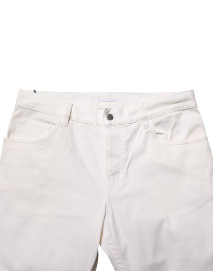 White Mid Waist Skinny Fit Denim Casual Trouser Jeans