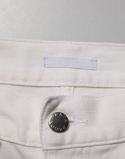 White Mid Waist Skinny Fit Denim Casual Trouser Jeans