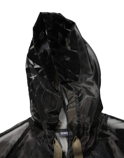 Black Camouflage Hooded Men Full Zip Sweater