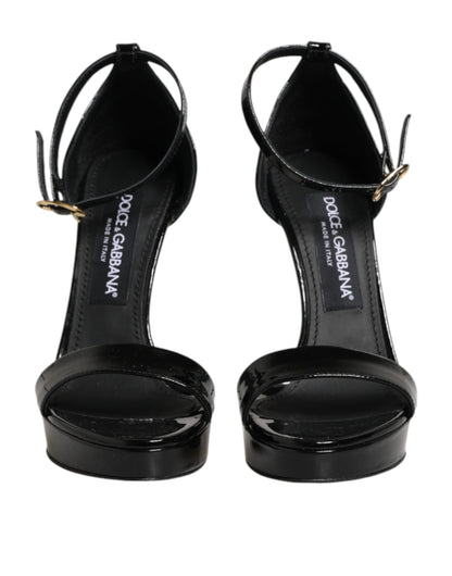 Black Leather Platform Keira Sandals Shoes