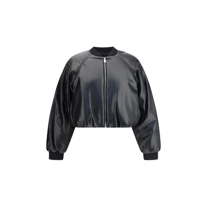 Cropped bomber with a leather-effect